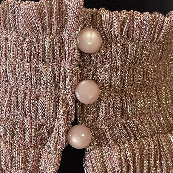 NINE WEST SMOCKED YOKE SLEEVELESS METALLIC ROSE SHIFT DRESS SZ MED EUC - Picture 7 of 12